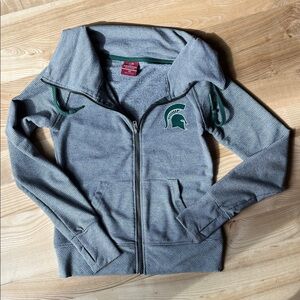 Colosseum MSU Striped Hoodie with Green Trim